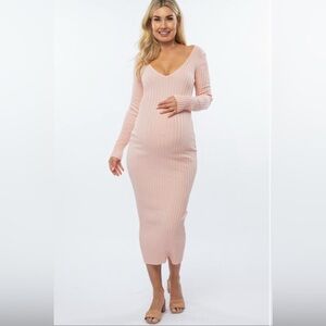 Pink Blush Maternity Ribbed Knit Dress